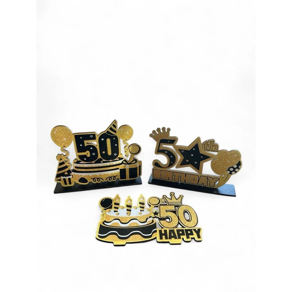 50th Birthday Celebration Party Plaques Signs Supplies 3 pc.  2 Standing